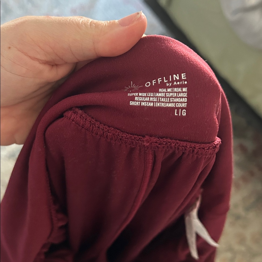 Aerie Burgundy Foldover Super Wide-Leg Pants/Real Me Longsleeve Scoop Top - Picture 5 of 5